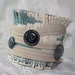 Blue Straw A Leather and Textile Mixed Media Cuff