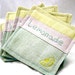 Hand Embroidery Fabric Textile Coasters Yellow Mint Lemon and Lime Summer Fun Linen Embroidered