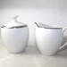 Crown Bavaria Cream and Sugar Dish White Silver Trim