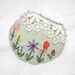 Hand Embroidery Garden Window Embroidered Brooch Mint Lace Linen