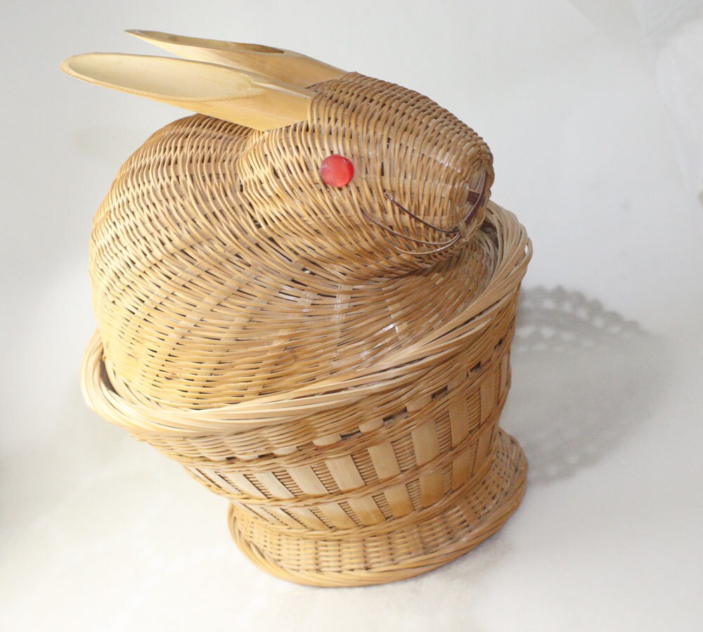 Vintage Easter Basket Bunny Rabbit Wicker Basket