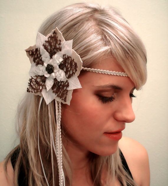 Hippie Chic Headband Flower headband that goes over by CABfayre