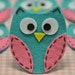 Set of 6pcs handmade felt owl--tro. turquoise (FT722)