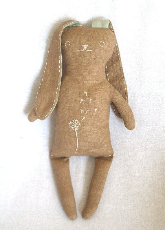 Handembroidered linen rabbit