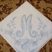 Vintage Something Blue Hanky with Blue Initial M - Hankie Handkerchief