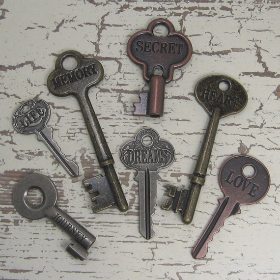 Items similar to 14 Vintage Style Word Keys on Etsy