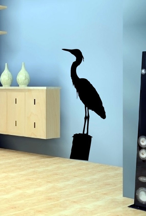 Items similar to Large Heron on Piling Wall Decal Home Decor Silhouette