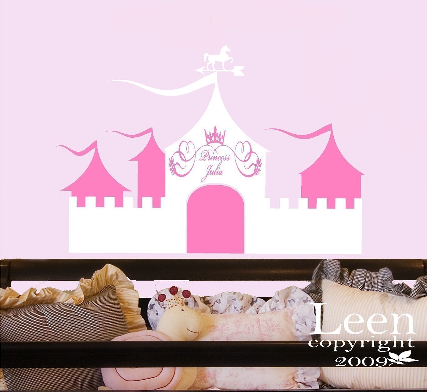 Personalized Princess Castle Wall Decal Art with Childs Name
