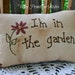 Primitive Spring Summer Garden Pillow, Flowers, Hand Stitched