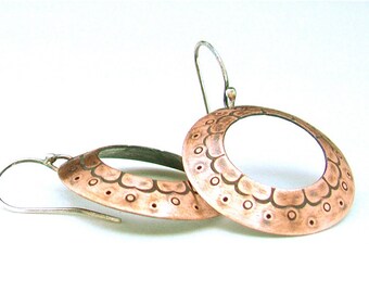 Copper and Sterling Silver Ring Around the Rosey Earrings