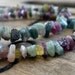 Watermelon Tourmaline rough cut petite center drilled nuggets- 7-9mm, 8 inch strand