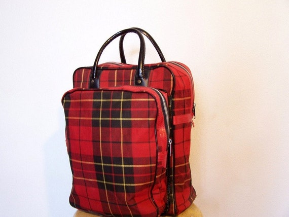 plaid luggage