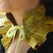 Victorian Collar, adjustable gothic steampunk neo renaissance romantic ruffled choker necktie in gold yellow light olive green, lace satin and ribbons, by Hodaya