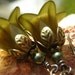 Flower earrings lucite and brass, antique brass petals beaded earrings