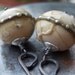 Tangled Vines dangle earrings organic lampwork glass beads forged dark oxidized sterling silver long rustic coffee latte beige sand sage