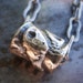 Pisces necklace, antiqued silver large hole bead on chain, metal fish focal pendant charm, unisex boy men woman peace friendship symbol
