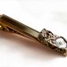Steampunk Tie Bar, brass men's tie bar alligator clip with gold vintage watch mechanism encased in filigree