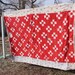 SALE SALE SALE Vintage Red and White Patchwork Cutter Quilt Repurposing Altered Art