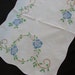 Vintage Embroidery Dress Scarf Runner with Blue Cross Stitch Embroidery Roses