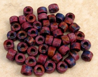 Mykonos Greek Ceramic Beads Mini Tube 6x4 mm Melitzania 50 Pieces M49