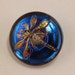Dragonfly Button Czech Glass Blue Fuchsia Gold 18mm With Pendant Converter C178