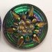 Czech Glass Button Star Flower Green Pink 18mm With Pendant Converter C201