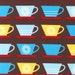 LAST ONE 42" Happy Home fabric from Robert Kaufman brown cups