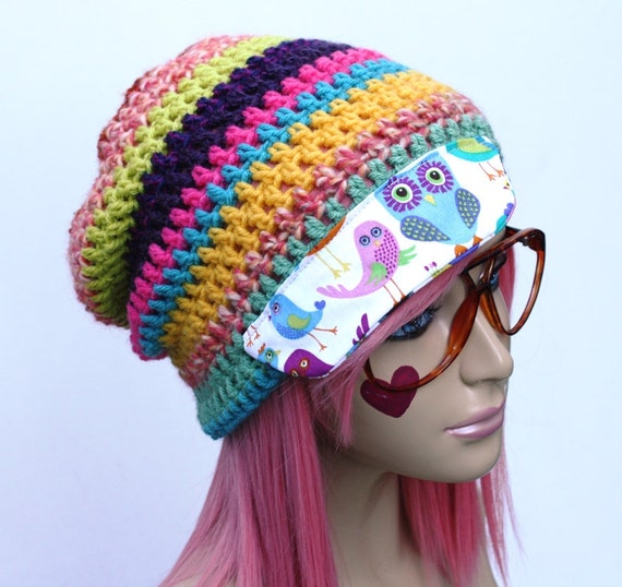 Crochet Beanie Hat with Fabric Bill Rhyme & Reason/Ultimate