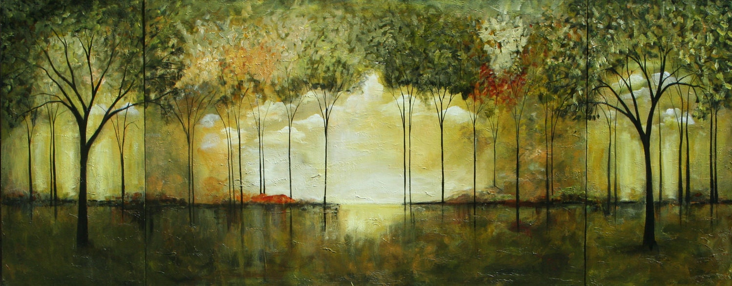 Abstract landscape forest Large painting by LaurenMarems on Etsy