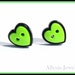 Heart Stud Earrings, Lime Green Buttons