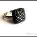 Black Sparkle Ring, Square, Adjustable Gunmetal Base
