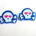 Girly Skull Earring Studs, Blue Crossbones