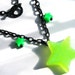 Neon Green Star Necklace, Lime and Black Resin