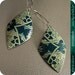 SALE........Vintage Cream and Teal -- Upcycled Tin Earrings