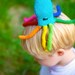 Rainbow Octopus Wool Felt Toy, Tub Toy, Puppet--You Pick Color