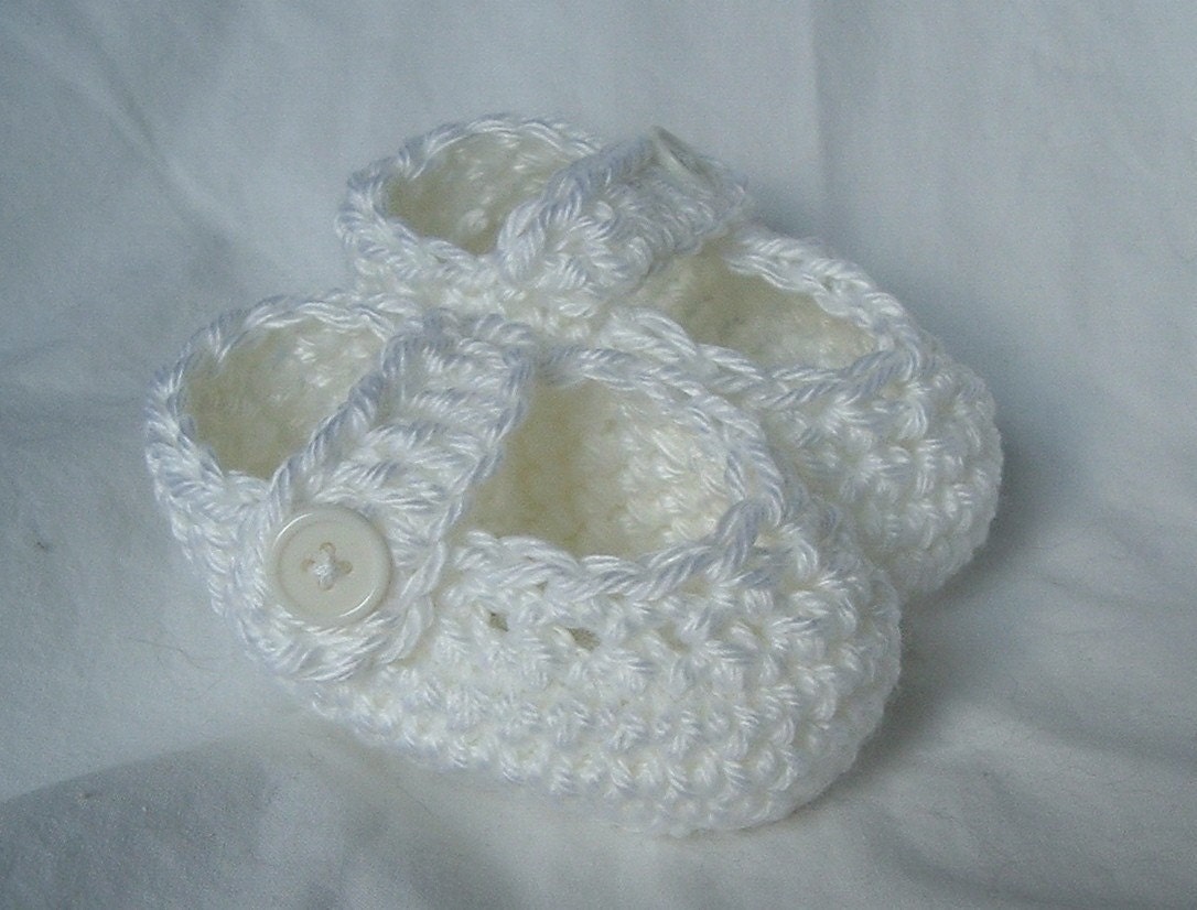 Crochet Spring Mary Jane Slippers in White for by amotherscrochet