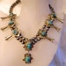 RESERVED Squash Blossom Necklace - SALE-Unique Design-Heavy- Beautiful Turquoise Nuggets-Native American Indian
