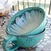 Two Cappuccino Cups or Soup Bowls In Turquoise- Made to Order