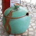 Sugar Bowl / Honey Jar in Turquoise and Rust- Made to Order