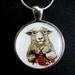 sheep knitting needles yarn scarf miniature giclee print pendant