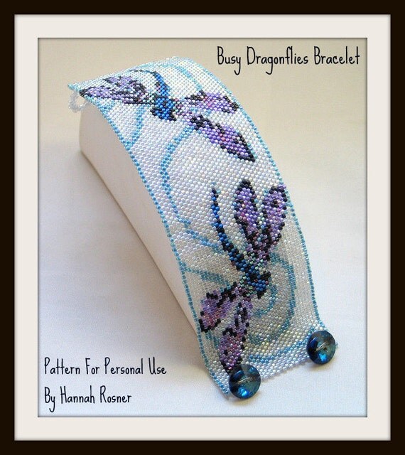 Bead Pattern Busy Dragonflies Bracelet Peyote Stitch or