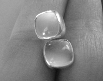 Cushion Cut Moonstone Earrings in Sterling Silver