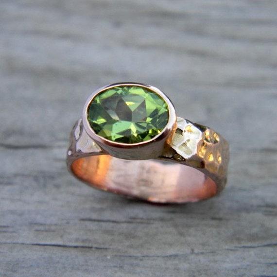 Peridot Ring In Rose Gold Ring in August Birthstone Ring