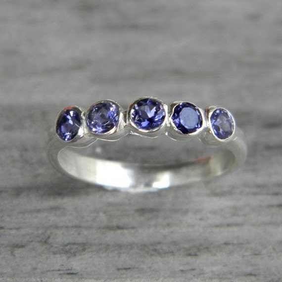 Iolite Gemstone Ring Anniversary Band, Sterling Silver Ring in ...