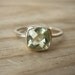 14k White Gold and Prasiolite Green Amethyst Cushion Ring, FOR EEAUDIO08