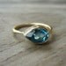 Custom for Jay, WHITE Topaz Sideswept Ring in 14k Yellow Gold