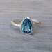 Solitary Pear Ring in London Blue Topaz