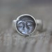 SIZE 8 Quarry Gray Moonstone Ring, Smiley Carved Moonstone Face, Wide Band Ring, Sterling Silver RIng