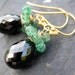 Black spinel and emerald earrings RESERVED --Esmeralda--
