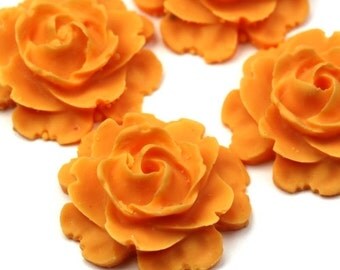 Plastic Flower Cabochons Matte Orange 23mm (2) PC278